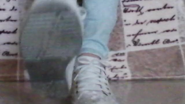 Mistress Shows White Dirty Sneakers Fetish Slave