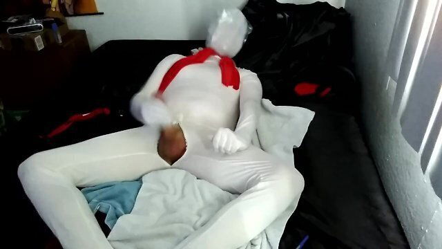 Zentai Masturbation gagged breathplay