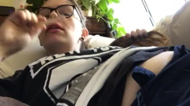 Chubby girl sucks popsicle