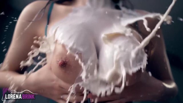 Boobs Shaking Milk Play Slowmotion