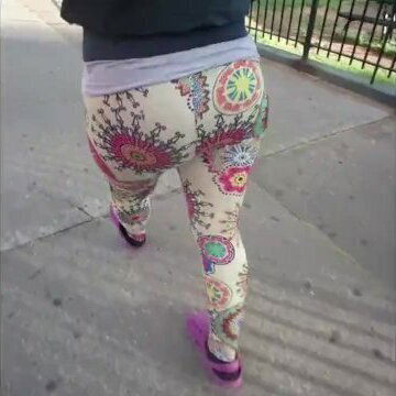Wife in tight leggings vpl voyeur public
