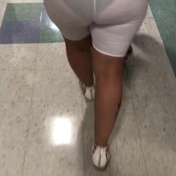 through spandex shorts visible panties