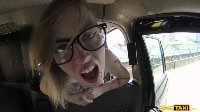 Fake Taxi Blonde with glasses tattoos