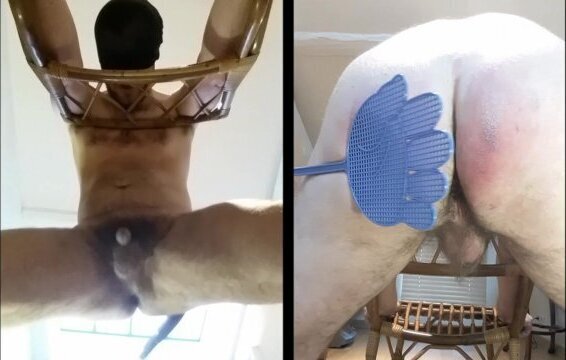 Guy's whipped hard machine with plastic paddle