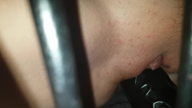 Squirting masturbating chair with huge dildo