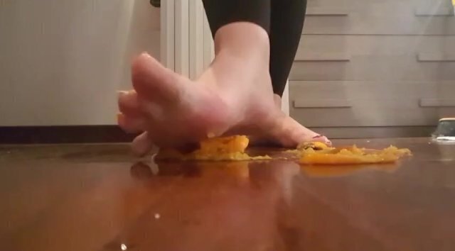 BAREFOOT CRUSHING APRICOT Imagine what think while crushed
