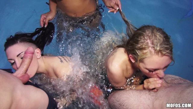 Mofos Pool party with sexy teens leads into orgy
