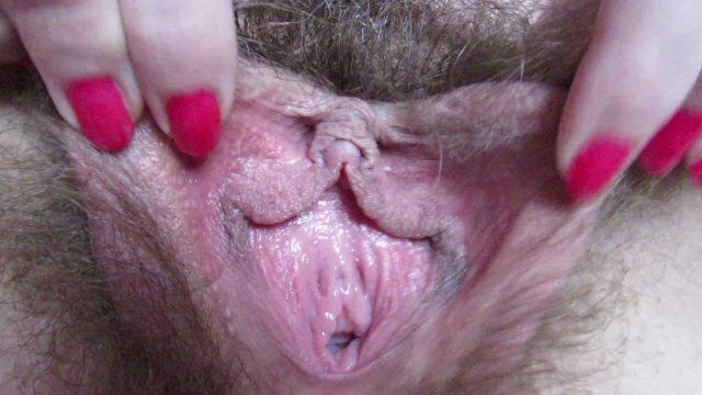 Extreme close hairy pussy clit