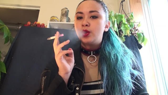 MissDeeNicotine Loves Smoking with Human Ashtray