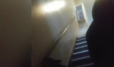 Almost caught Stroking hallway apartments