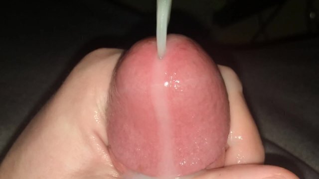 Edging leaking close-up cumshot