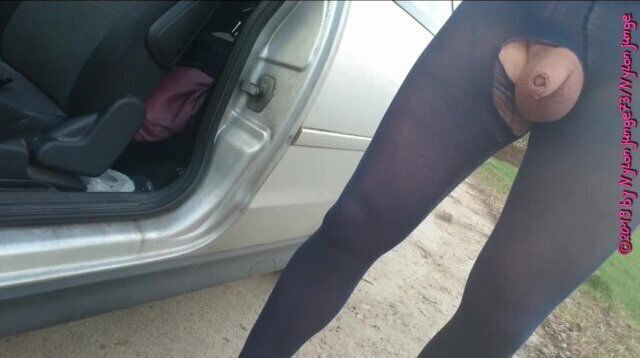 Blaue Feinstrumpfhose Feldweg Video