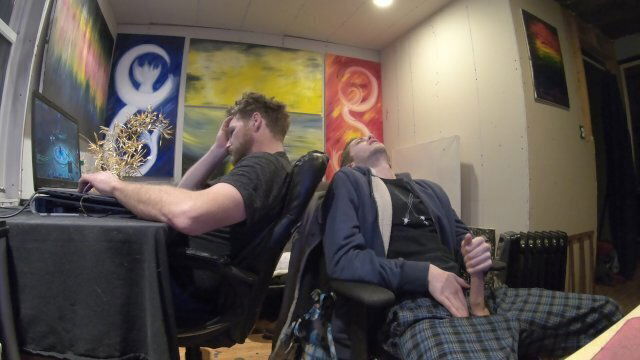 My husband wouldn't give me any so I jerked off behind him playing his game