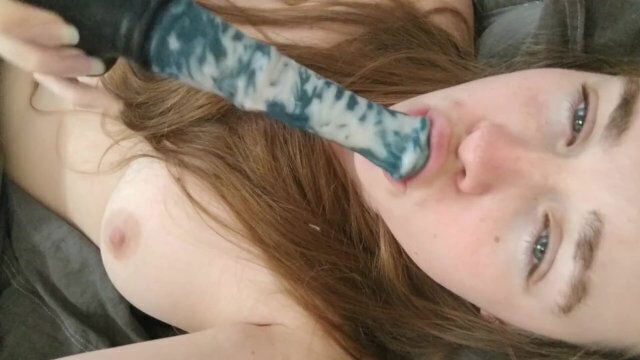 Turning Myself Deep Throating Dragon Dildo