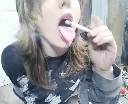 Sexy smoker Roxy swallow tongue perky teen tits- pale