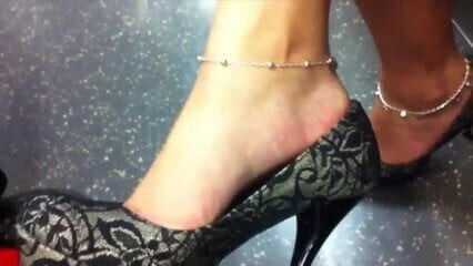 High Heel Dangle on the London Underground Train