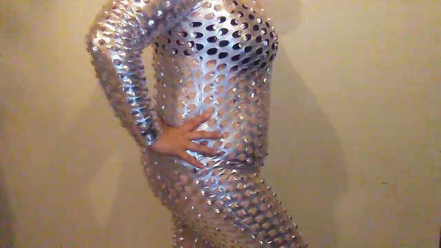 Shiny Catsuit Belly Inflation Aquarium