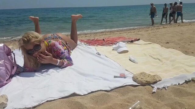 Public beach orgasm with lovens lush control by my stepbro