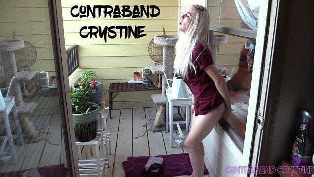 Amateur exhibitionist fucks toy outside husband catches spanks fucks her