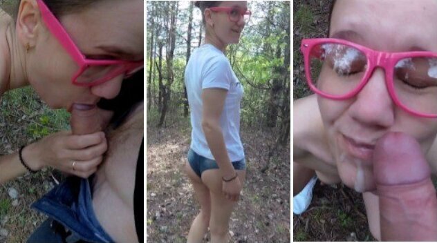 Young MILF Masturbating and Fuck in Forest Outdoor Facial