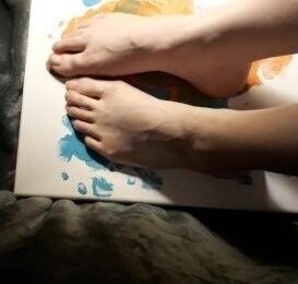 Playing With Paint! Messy! (Painting With Feet)