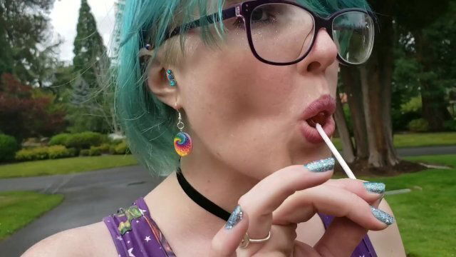 Seattle Ganja Goddess Queen Pussy sucking lollipops: Cemetery Halloween licking candy