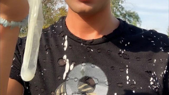 Eating black straight friend´s used condom found after fuck