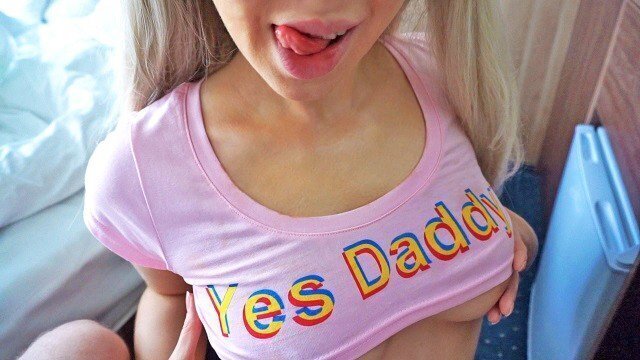 Sweet stepdaughter sucks while throat