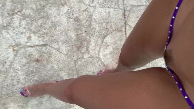 walking platform heels tiny purple g-string