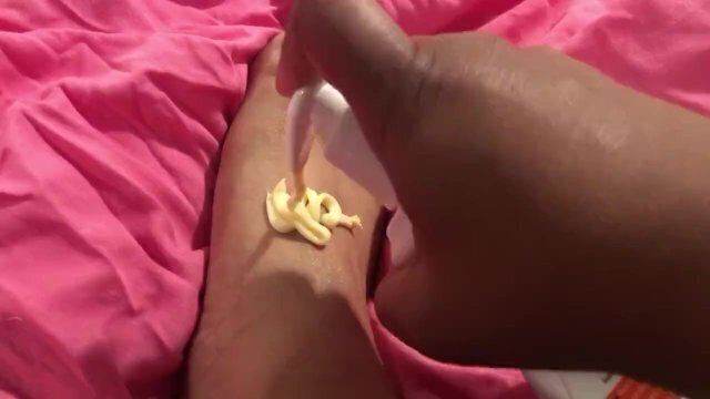 Pouring lotion tired feet