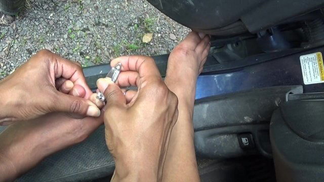 Clipping Toenails Outdoors