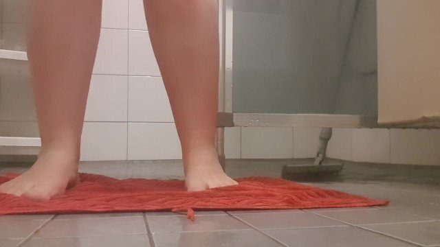 Homemade shower shaving cute legs