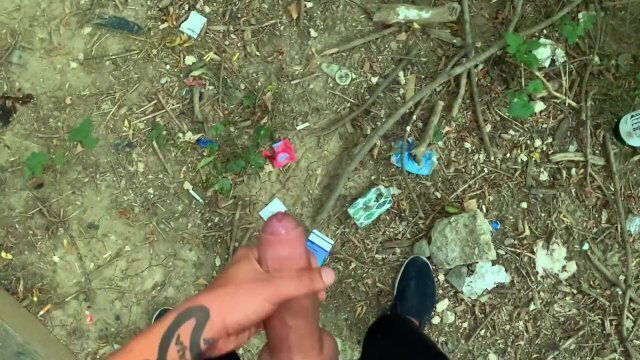 Glossy glans with precum cums cruising