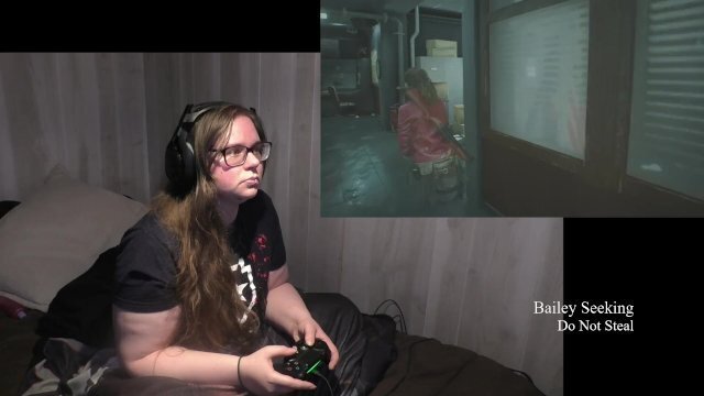 Gamer Girl Drinks Eats While Playing Resident Evil Part