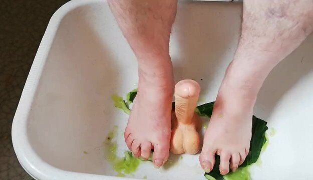 with cucumber dildo