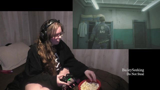 Gamer Girl Drinks Eats While Playing Resident Evil Part