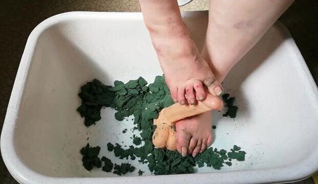 with green foam dildo