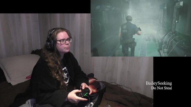 Gamer Girl Drinks Eats While Playing Resident Evil Part