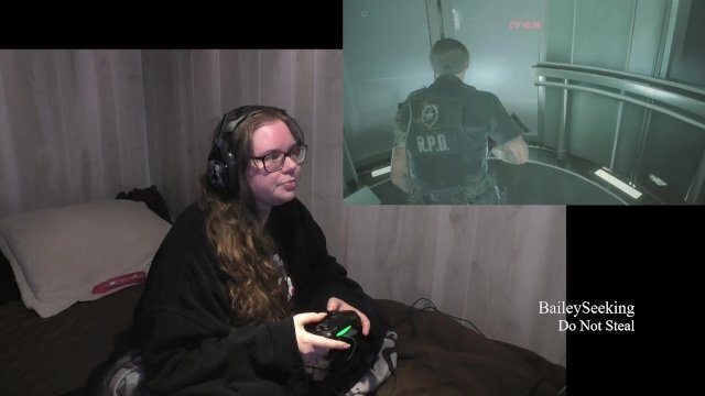 Gamer Girl Drinks Eats While Playing Resident Evil Part