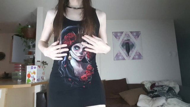 Goth girl strips she's secret