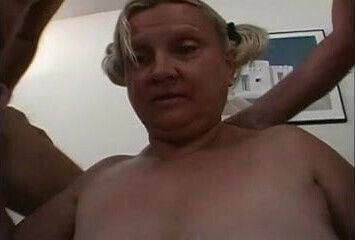 chubby blonde granny with two boys