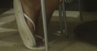 White Flip Flops Ebony Feet