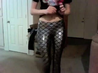 Girl showing black milk leggings