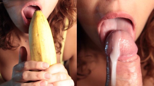 Pompino Banana sorpresa. Bella leccata frenulo sborrata