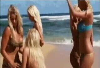 Lesbians Have Fun On Beach BV