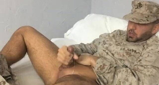 Marine Jerks Off and Locked in Chastity