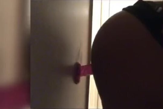 Lonely large dildo play ride bathroom