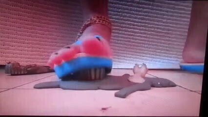 Zombie trampled under Gothic flip flops