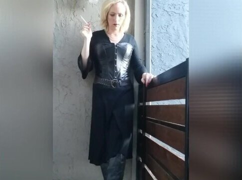 Smoking blonde goth.