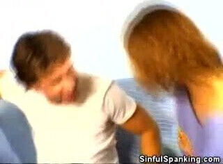 Babe Spanked At The Couch